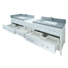 Load image into Gallery viewer, 74" White Gemma Vanity with Concrete Leather Quartz