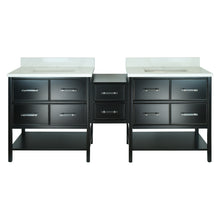 Load image into Gallery viewer, 74" Black Gemma Vanity with Classic Calcutta Quartz