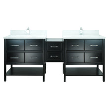 Load image into Gallery viewer, 74" Black Gemma Vanity with Classic Calcutta Quartz
