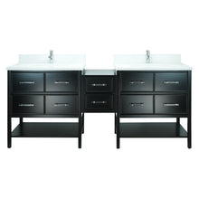 Load image into Gallery viewer, 74" Black Gemma Vanity with Classic Calcutta Quartz