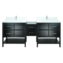 Load image into Gallery viewer, 74" Black Gemma Vanity with Classic Calcutta Quartz