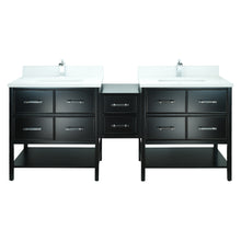 Load image into Gallery viewer, 74" Black Gemma Vanity with Classic Calcutta Quartz
