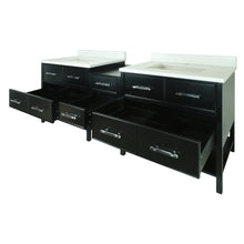 Load image into Gallery viewer, 74" Black Gemma Vanity with Classic Calcutta Quartz