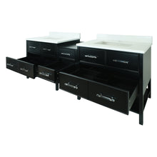 Load image into Gallery viewer, 74" Black Gemma Vanity with Classic Calcutta Quartz