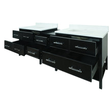 Load image into Gallery viewer, 74" Black Gemma Vanity with Classic Calcutta Quartz
