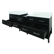 Load image into Gallery viewer, 86" Black Gemma Vanity with Classic Calcutta Quartz