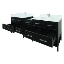 Load image into Gallery viewer, 86" Black Gemma Vanity with Classic Calcutta Quartz