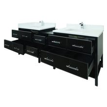 Load image into Gallery viewer, 74" Black Gemma Vanity with Classic Calcutta Quartz
