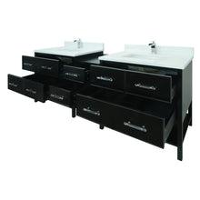 Load image into Gallery viewer, 74" Black Gemma Vanity with Classic Calcutta Quartz