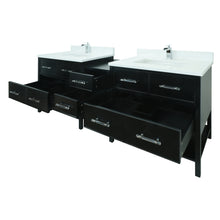 Load image into Gallery viewer, 74" Black Gemma Vanity with Classic Calcutta Quartz