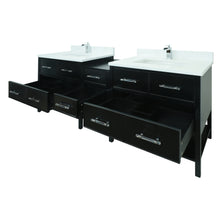 Load image into Gallery viewer, 86" Black Gemma Vanity with Classic Calcutta Quartz