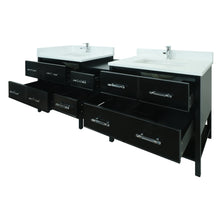 Load image into Gallery viewer, 74" Black Gemma Vanity with Classic Calcutta Quartz