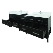 Load image into Gallery viewer, 74" Black Gemma Vanity with Classic Calcutta Quartz