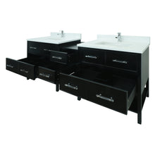 Load image into Gallery viewer, 74" Black Gemma Vanity with Classic Calcutta Quartz
