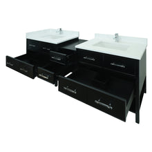 Load image into Gallery viewer, 74" Black Gemma Vanity with Classic Calcutta Quartz