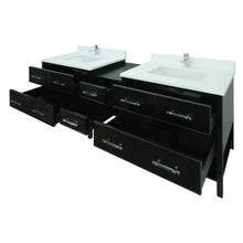 Load image into Gallery viewer, 74" Black Gemma Vanity with Classic Calcutta Quartz