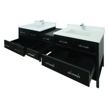 Load image into Gallery viewer, 74" Black Gemma Vanity with Classic Calcutta Quartz