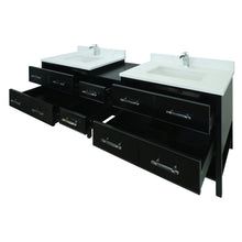 Load image into Gallery viewer, 74" Black Gemma Vanity with Classic Calcutta Quartz