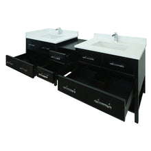 Load image into Gallery viewer, 74" Black Gemma Vanity with Classic Calcutta Quartz