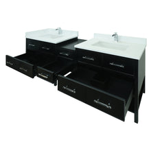 Load image into Gallery viewer, 74" Black Gemma Vanity with Classic Calcutta Quartz