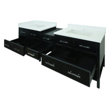 Load image into Gallery viewer, 74" Black Gemma Vanity with Classic Calcutta Quartz