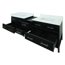 Load image into Gallery viewer, 74" Black Gemma Vanity with Classic Calcutta Quartz