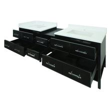 Load image into Gallery viewer, 74" Black Gemma Vanity with Classic Calcutta Quartz