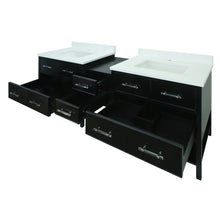 Load image into Gallery viewer, 74" Black Gemma Vanity with Classic Calcutta Quartz
