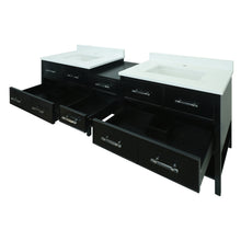 Load image into Gallery viewer, 74" Black Gemma Vanity with Classic Calcutta Quartz