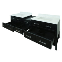 Load image into Gallery viewer, 74" Black Gemma Vanity with Classic Calcutta Quartz