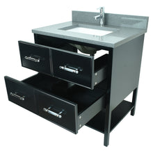 Load image into Gallery viewer, 30&quot; Black Gemma Vanity with Crystal Grey Quartz