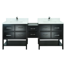 Load image into Gallery viewer, 74" Black Gemma Vanity with Carrera Quartz