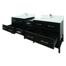 Load image into Gallery viewer, 86" Black Gemma Vanity with Carrera Quartz