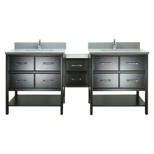 Load image into Gallery viewer, 74&quot; Black Gemma Vanity with Crystal Grey Quartz