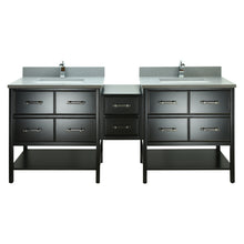 Load image into Gallery viewer, 74&quot; Black Gemma Vanity with Crystal Grey Quartz