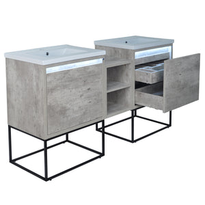 62" Casey LED Double Sink Vanity with Middle Cabinet