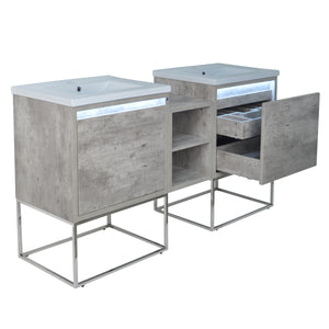 62" Casey LED Double Sink Vanity with Middle Cabinet