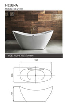 Load image into Gallery viewer, Helena SB-210 Acrylic Freestanding Bathtub