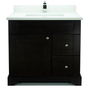 36" Espresso Damian Vanity with Silk White Quartz