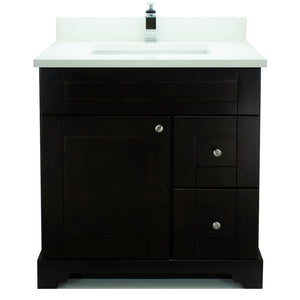 30" Espresso Damian Vanity with Silk White Quartz