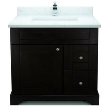 Load image into Gallery viewer, 36&quot; Espresso Damian Vanity with Carrera Quartz