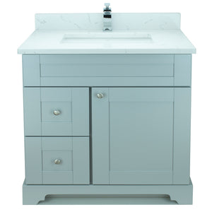 36" Grey Damian Vanity with Carrera Quartz