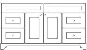 60" White Damian Vanity with Classique Calcutta Quartz