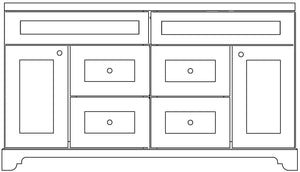 60" White Damian Vanity with Classique Calcutta Quartz