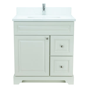 24" Antique White Damian Vanity with Classique Calcutta Quartz