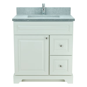 30" Antique White Damian Vanity with Concrete Leather Quartz