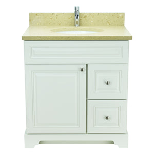 24" Antique White Damian Vanity with Royal Brown Quartz