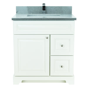 24" Antique White Damian Vanity with Crystal Grey Quartz