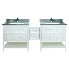 Load image into Gallery viewer, 86&quot; White Gemma Vanity with Crystal Grey Quartz
