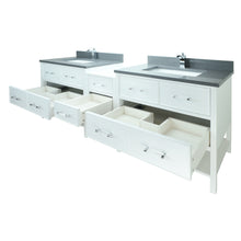 Load image into Gallery viewer, 86&quot; White Gemma Vanity with Crystal Grey Quartz